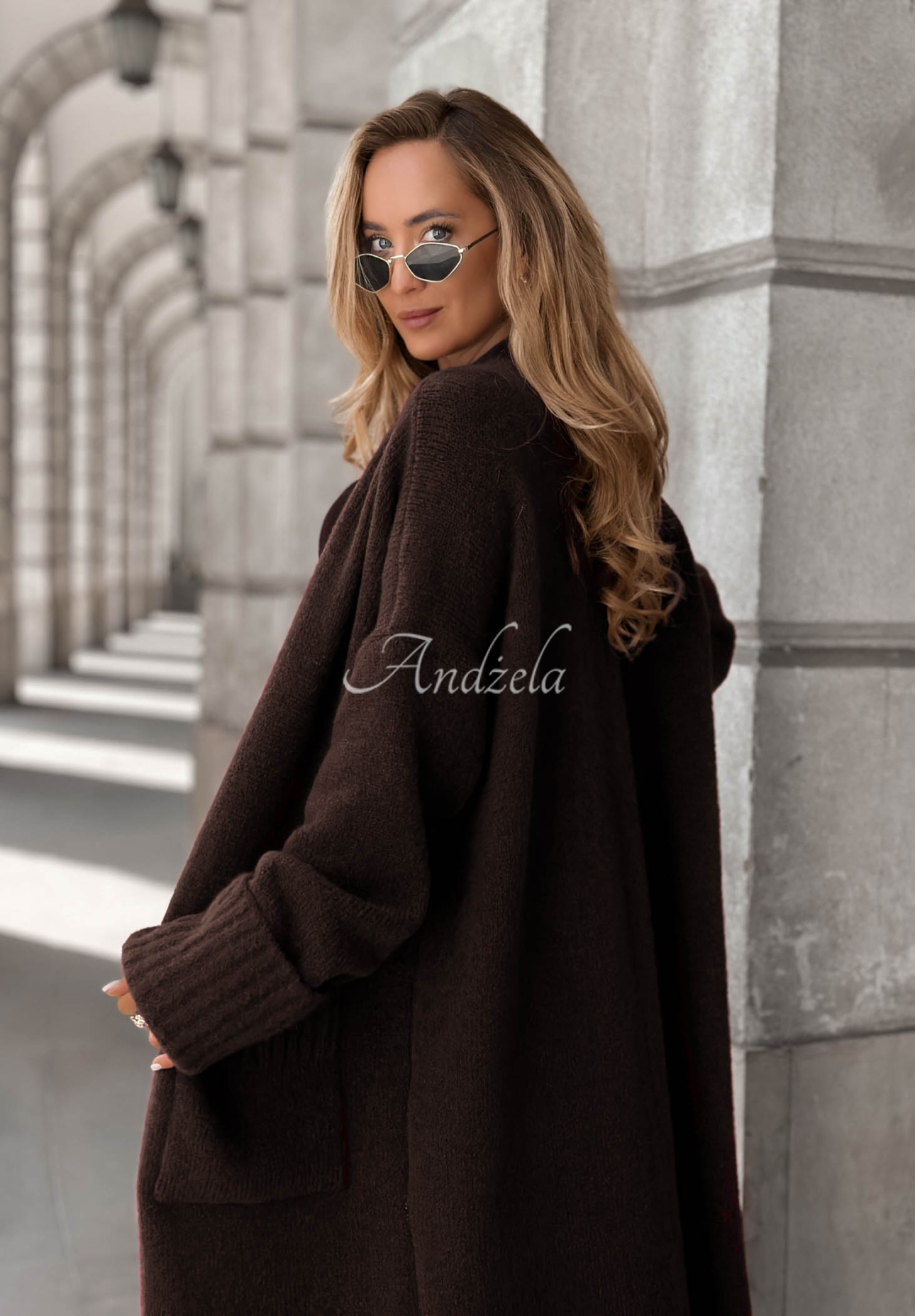 Cardigan lung oversize cu buzunare Marbelio