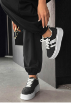 zamszowe Adidași Start With Forever negru-białe