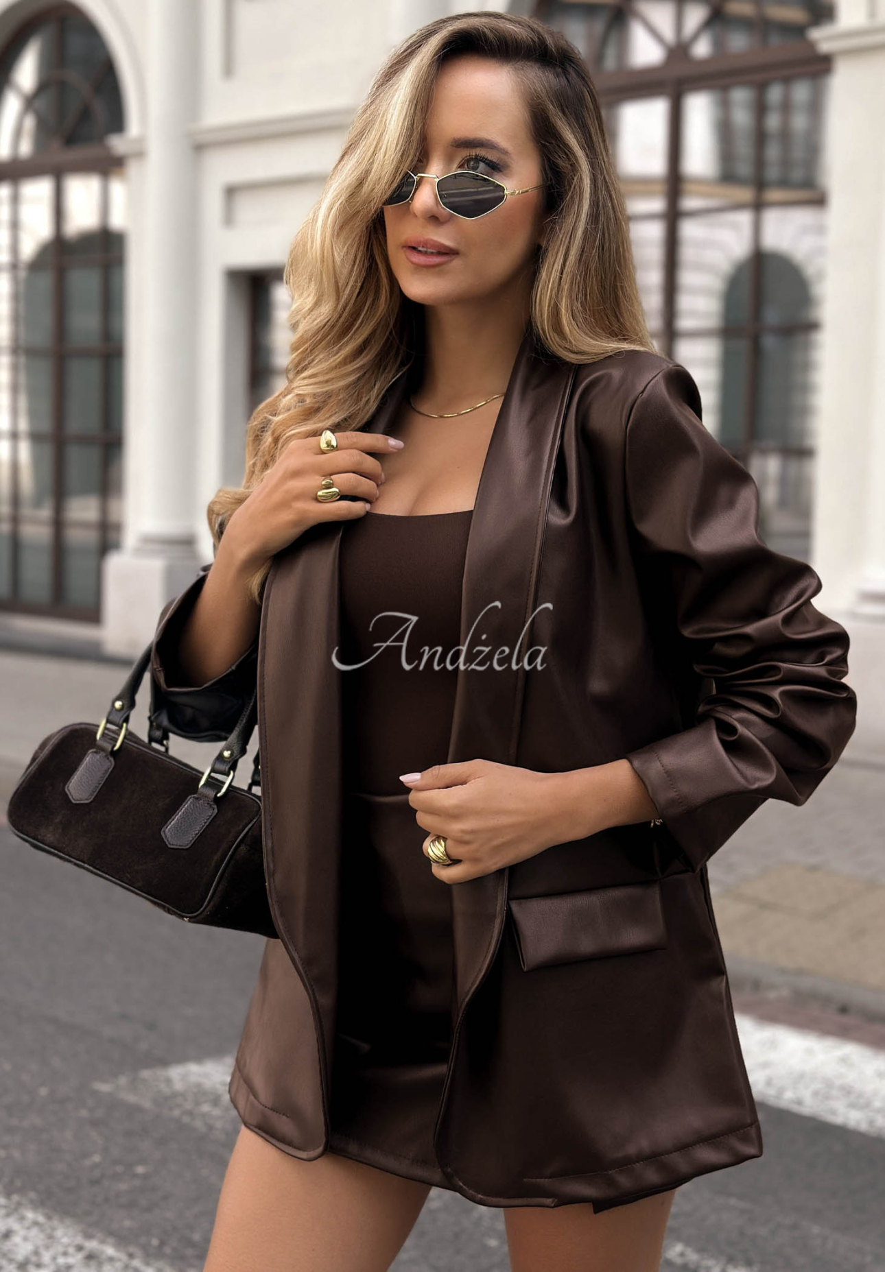 Sacou din piele cu guler Leather Muse