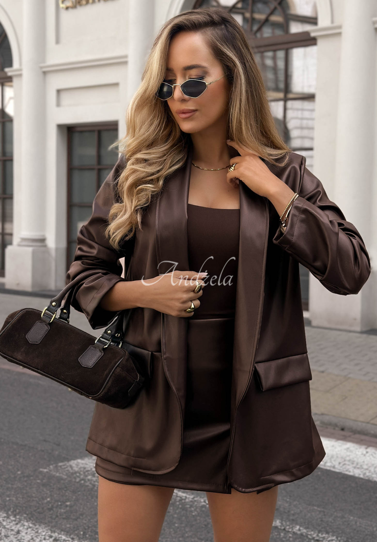 Sacou din piele cu guler Leather Muse