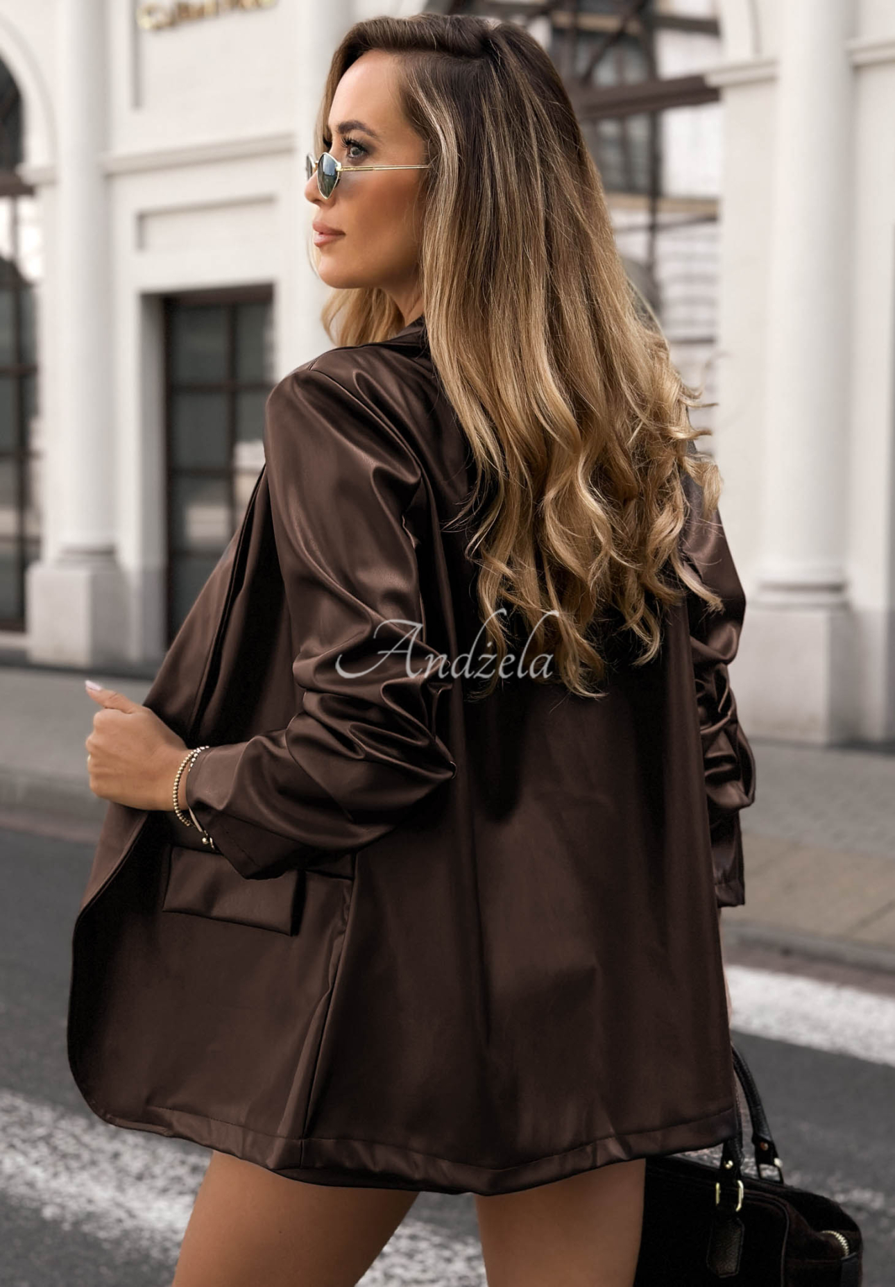 Sacou din piele cu guler Leather Muse