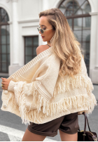 Krótki rozpinany Cardigan z frędzlami Feels Cozy ciocolatiu