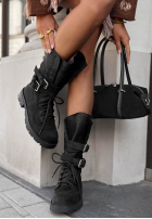 zamszowe Botine workery z klamrami Modern Walk ciocolatii