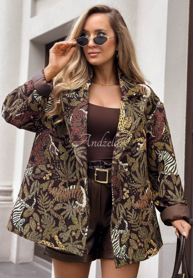 Sacou jacquard oversize cu imprimeuri Milan Muse