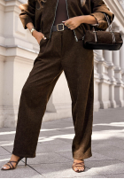 Pantaloni z paskiem Grey Skies ciocolatii