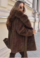 Palton  alpaka z futerkiem Autumn Walk bej