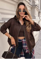Zamszowa Geacă z kieszeniami Honey Latte ciocolatie