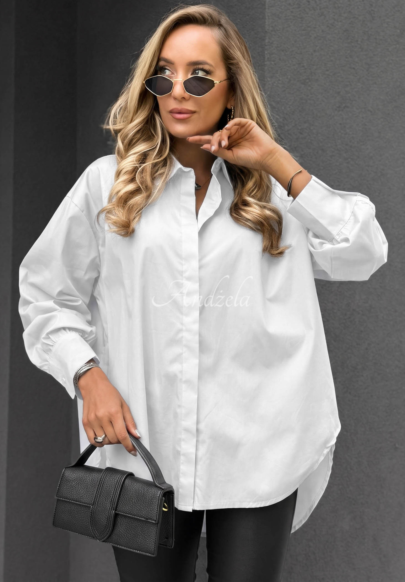 Cămașă elegantă oversize din bumbac cu guler Prestige Harbor