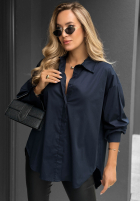 Elegancka bawełniana Cămașă oversize z kołnierzem Prestige Harbor bluemarin