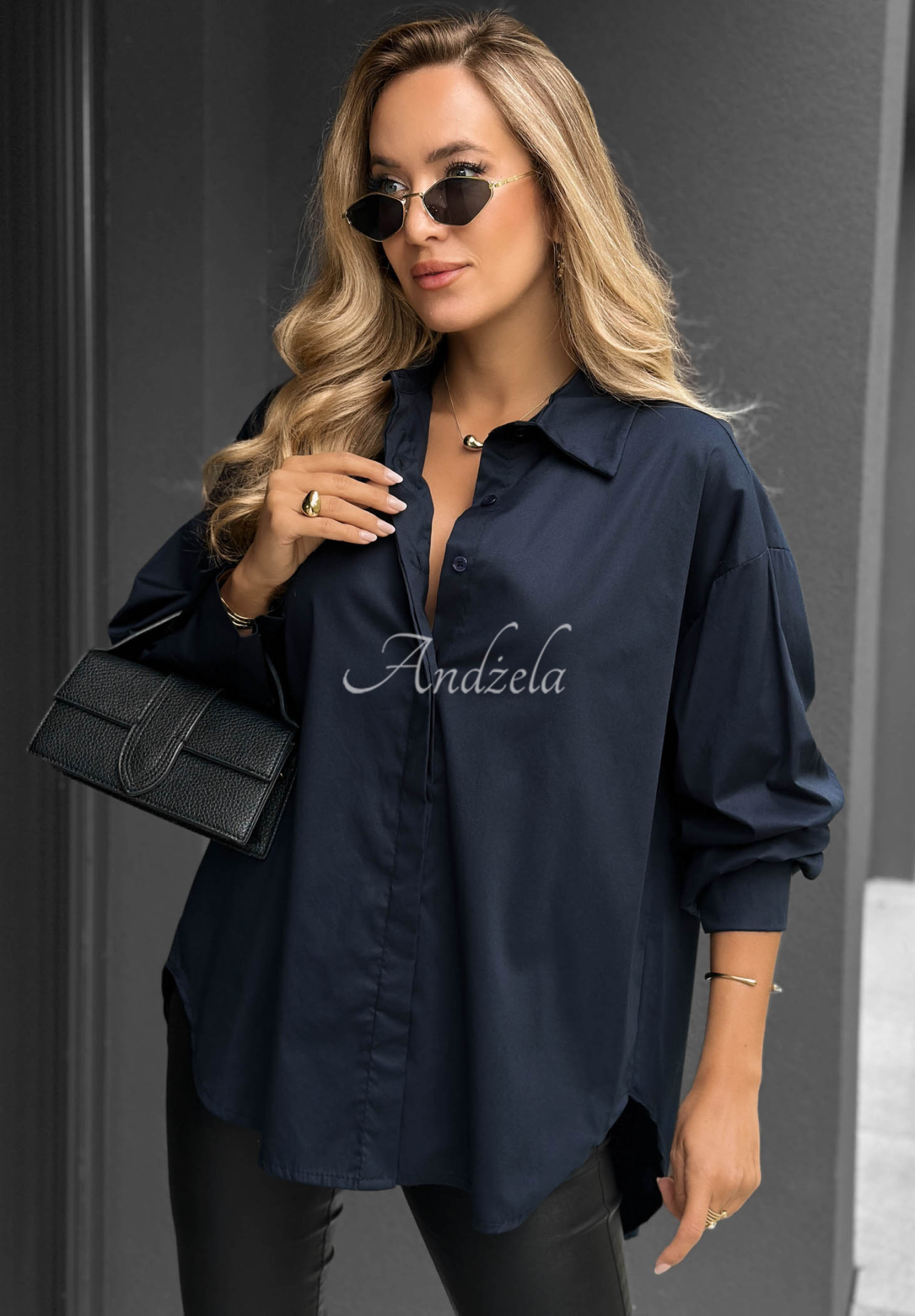 Cămașă elegantă oversize din bumbac cu guler Prestige Harbor