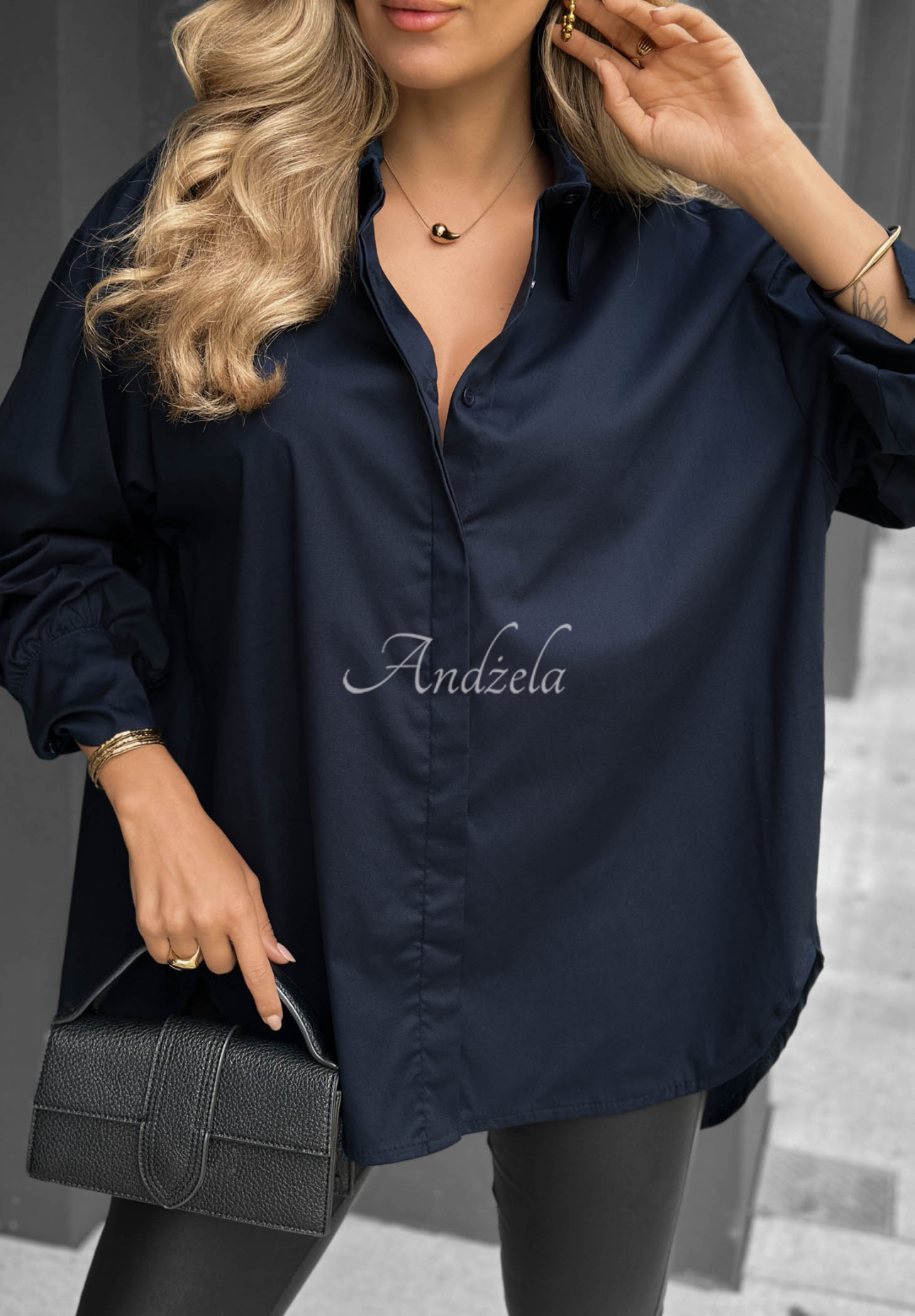 Cămașă elegantă oversize din bumbac cu guler Prestige Harbor