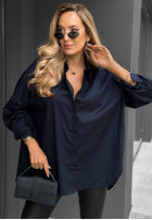 Elegancka bawełniana Cămașă oversize z kołnierzem Prestige Harbor bluemarin