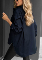 Elegancka bawełniana Cămașă oversize z kołnierzem Prestige Harbor bluemarin