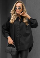 Elegancka bawełniana Cămașă oversize z kołnierzem Prestige Harbor negru