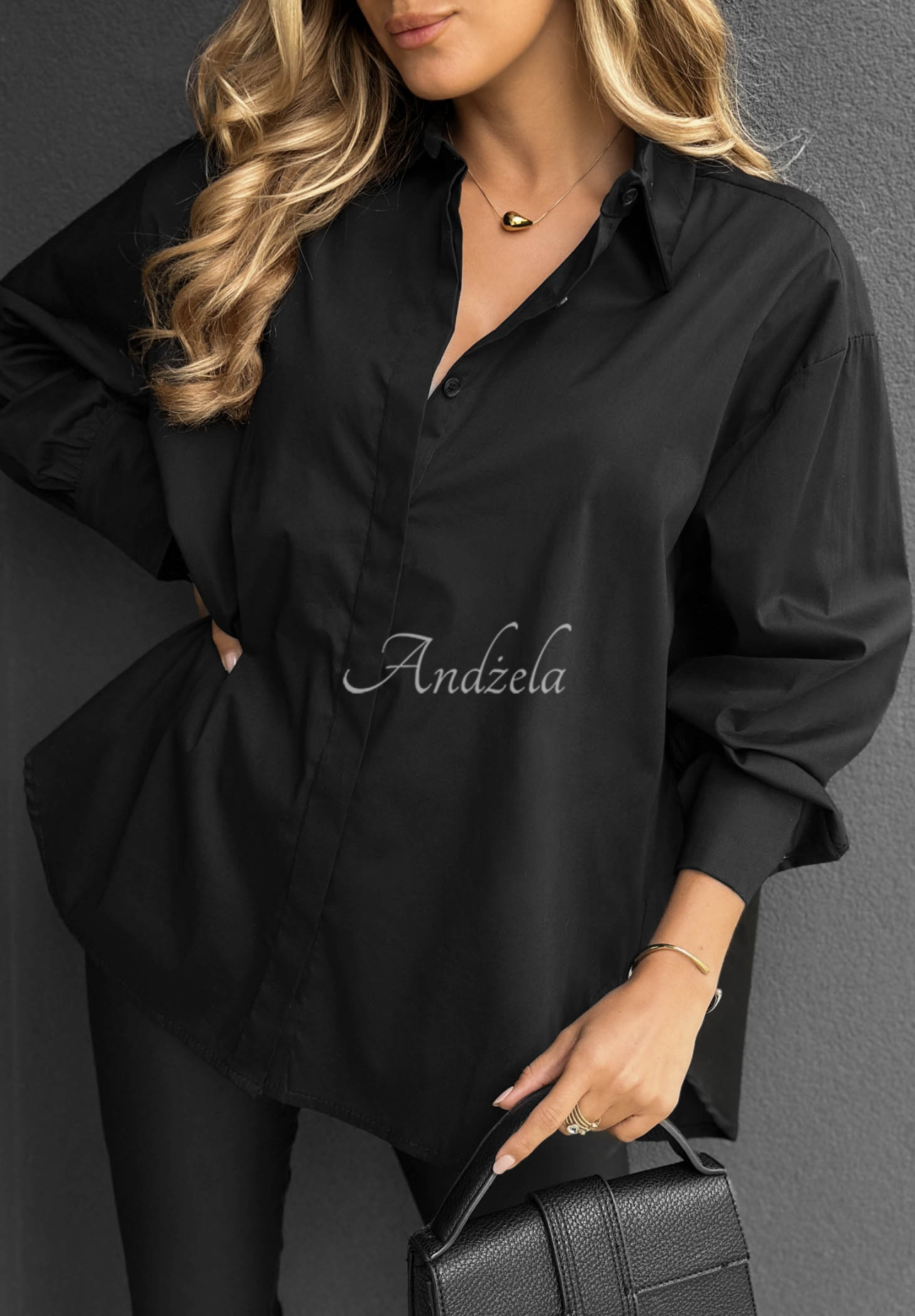 Cămașă elegantă oversize din bumbac cu guler Prestige Harbor