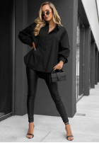 Elegancka bawełniana Cămașă oversize z kołnierzem Prestige Harbor negru