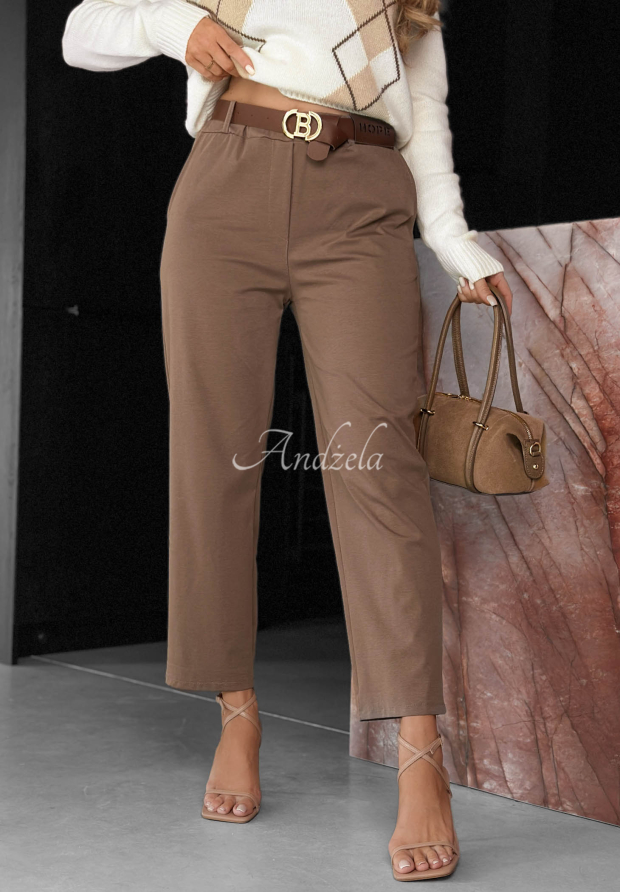 Pantaloni mom fit din bumbac cu viscoză și curea Urban Grace