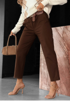 din material textil Pantaloni mom fit z paskiem Urban Grace ciocolatii
