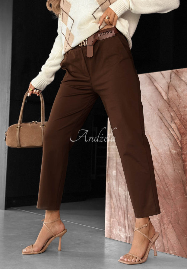 Pantaloni mom fit din bumbac cu viscoză și curea Urban Grace