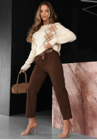 din material textil Pantaloni mom fit z paskiem Urban Grace ciocolatii