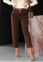 din material textil Pantaloni mom fit z paskiem Urban Grace ciocolatii
