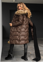 Pikowana Geacă z futerkiem Frostbite ciocolatie