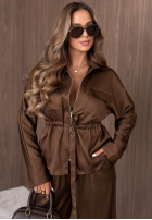 Compleu lekka Geacă z zapięciem i Pantaloni wide leg Autumn Pearl roșu