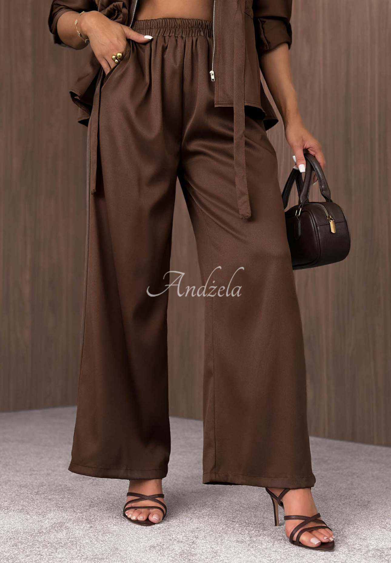 Set geacă ușoară cu închidere și pantaloni wide leg Autumn Pearl