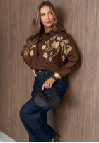 Cămașă z haftowanymi kwiatami Gentle Beauty bluemarin