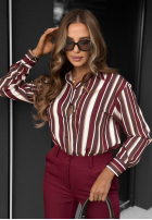 Cămașă w paski Velvet Dream burgundowo-ciocolatie