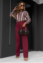 Cămașă w paski Velvet Dream burgundowo-ciocolatie