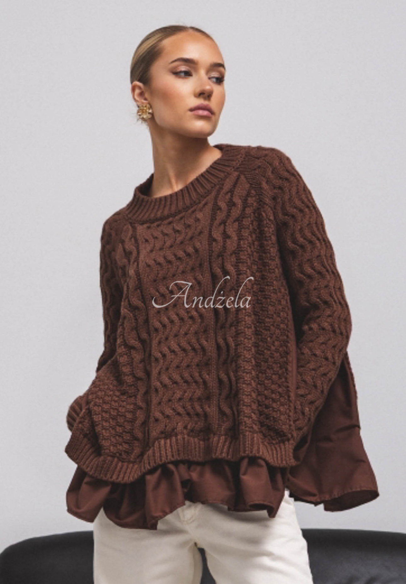 Pulover împletit decorativ Cocomore Timeless Beauty cu volănașe