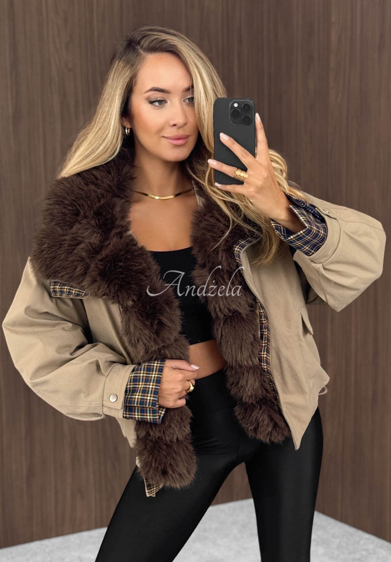 Jachetă scurtă cu blană Amber Charm