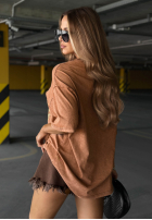 Tricou oversize z nadrukiem Rock Soul camel