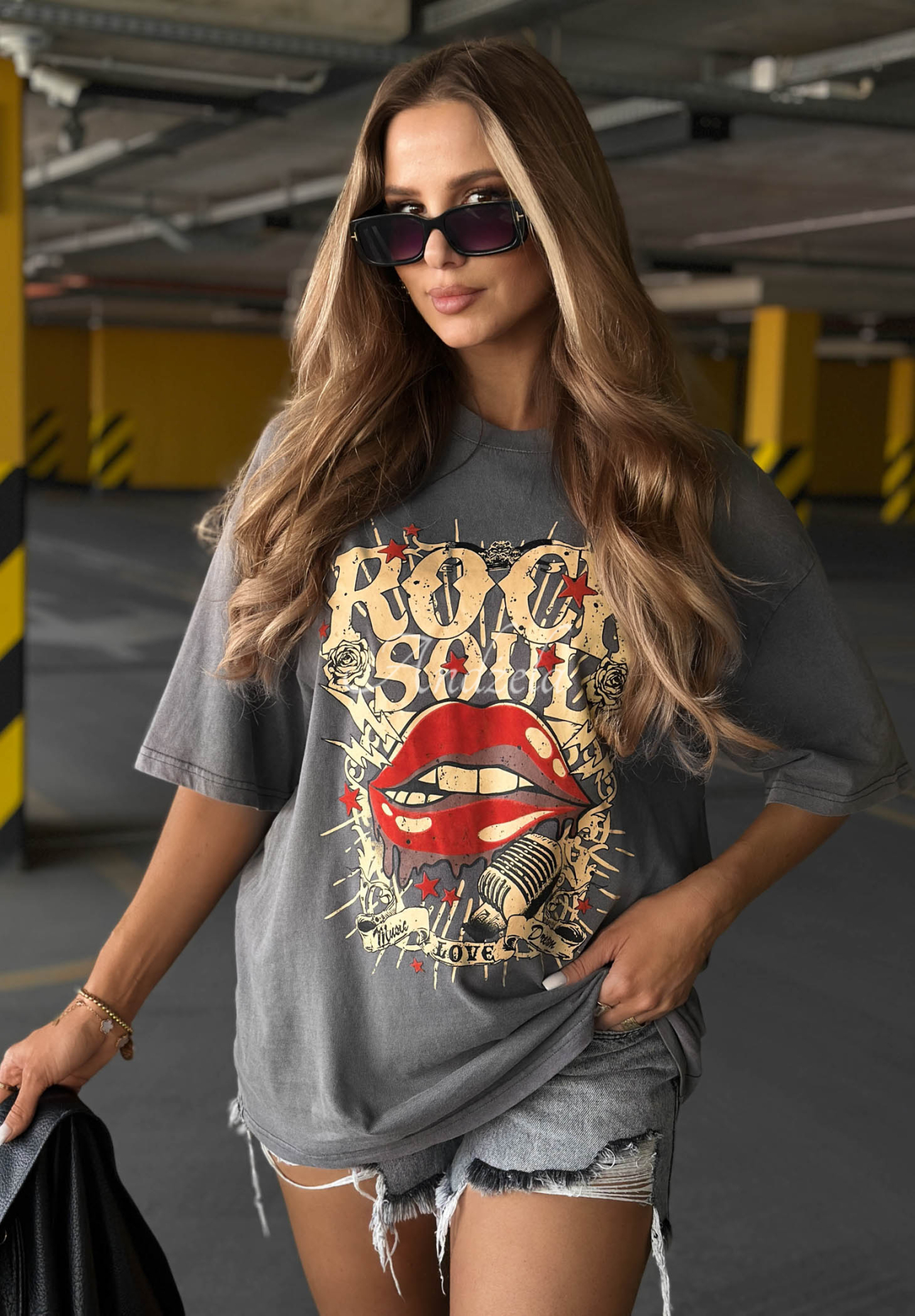 Tricou oversize din bumbac cu imprimeu Rock Soul