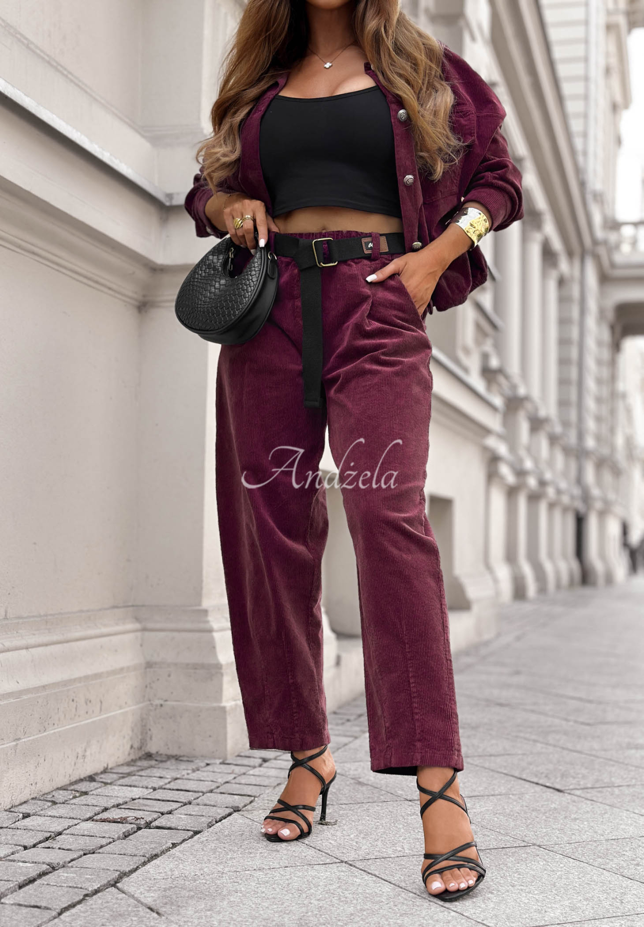 Set din catifea raiată cu geacă și pantaloni din bumbac Just Wonder