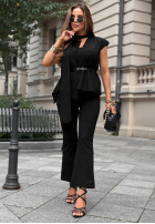 Elegancki Compleu marynarkowa Vestă i Pantaloni dzwony Autumn Atelier ciocolatiu