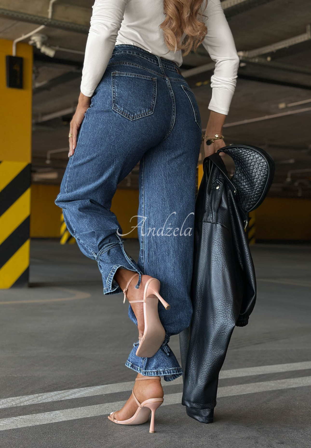 Blugi wide leg cu legături Hello Friday