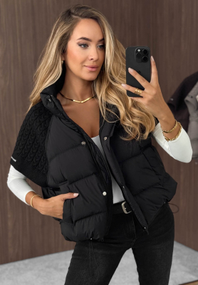 Vestă cu puf și inserții din tricot Never Leave