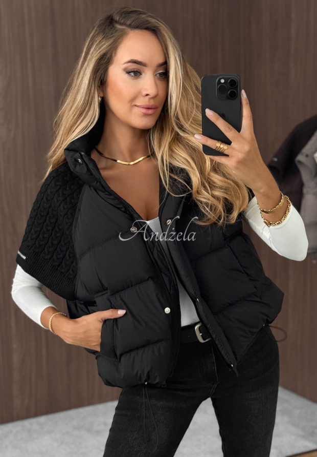 Vestă cu puf și inserții din tricot Never Leave