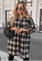 Cămașă oversize w kratę September Glow ciocolatie