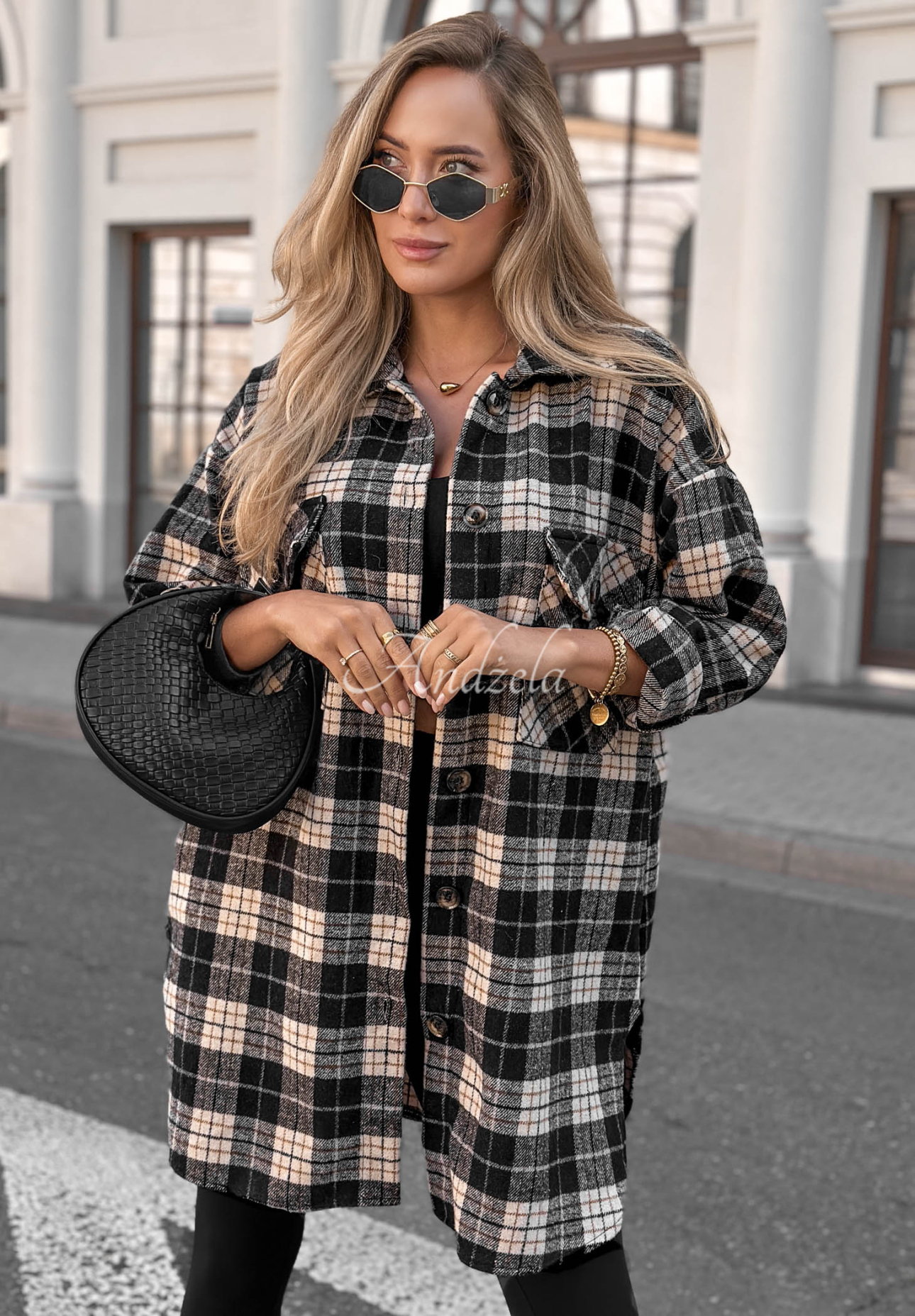 Cămașă oversize din bumbac în carouri September Glow