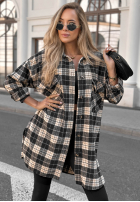 Cămașă oversize w kratę September Glow ciocolatie