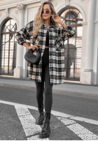 Cămașă oversize w kratę September Glow ciocolatie
