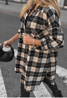 Cămașă oversize w kratę September Glow ciocolatie