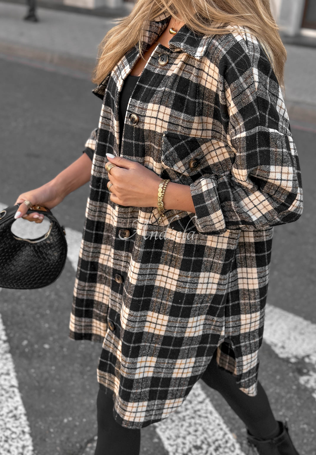 Cămașă oversize din bumbac în carouri September Glow