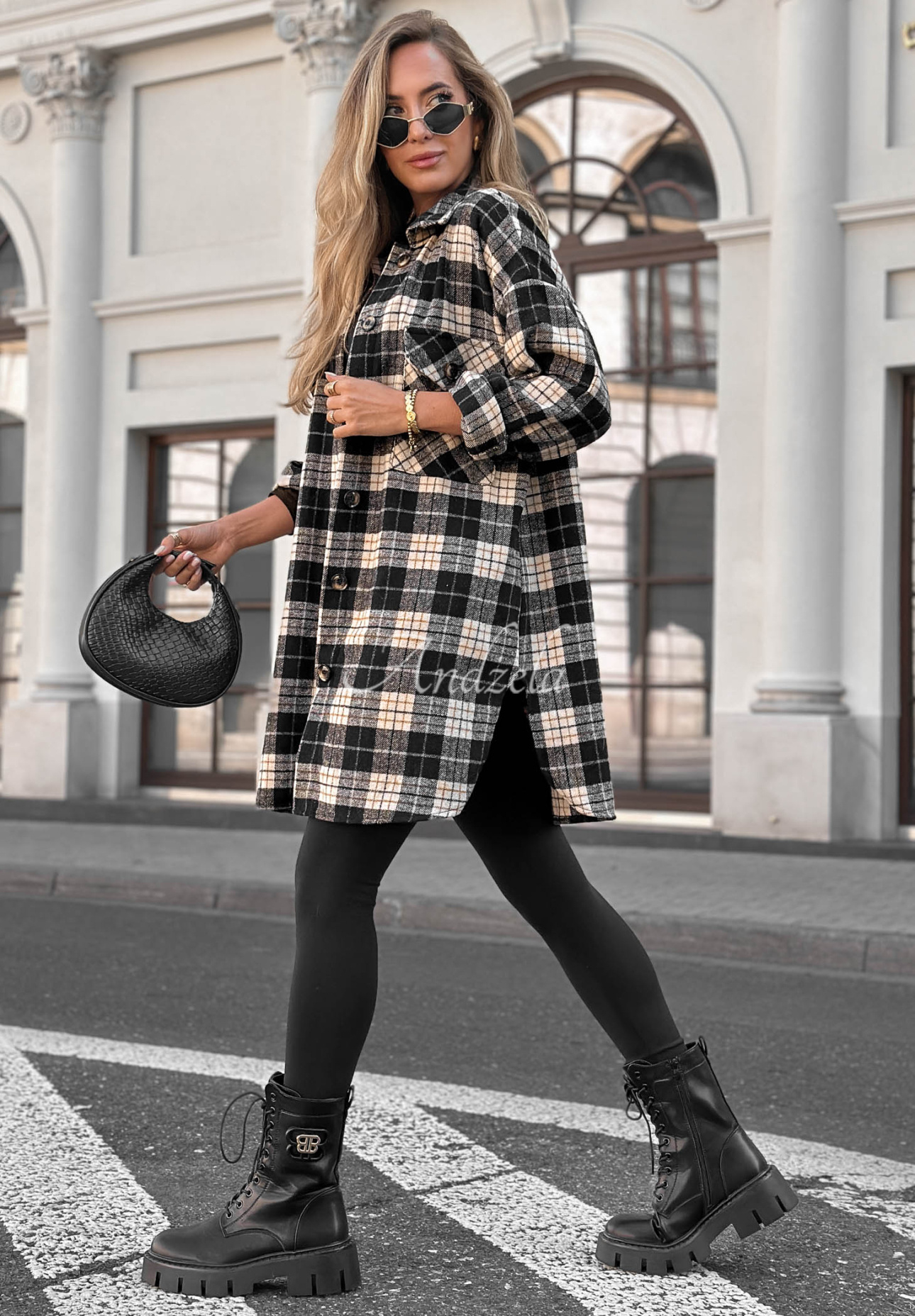 Cămașă oversize din bumbac în carouri September Glow