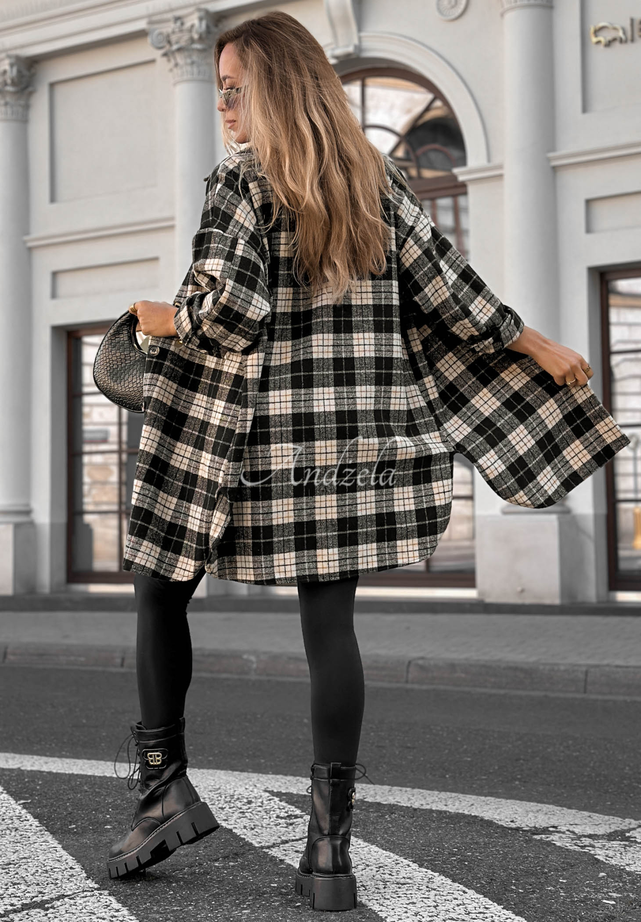 Cămașă oversize din bumbac în carouri September Glow