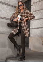 Cămașă oversize w kratę September Glow ciocolatie