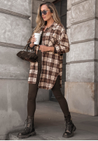 Cămașă oversize w kratę September Glow ciocolatie